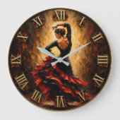 Flamenco Dancer Spanish Dance Art ラージ壁時計 (正面)