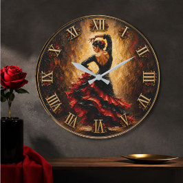 Flamenco Dancer Spanish Dance Art ラージ壁時計