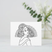 Flamenco Spanish Lady With Fan Ink art Drawing シーズンポストカード (スタンド正面)