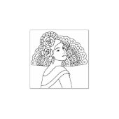 Flamenco Spanish Lady With Fan Ink art Drawing ラバースタンプ (インプリント)