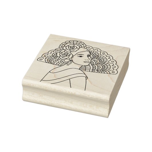Flamenco Spanish Lady With Fan Ink art Drawing ラバースタンプ (スタンプ)