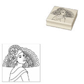 Flamenco Spanish Lady With Fan Ink art Drawing ラバースタンプ (押印)