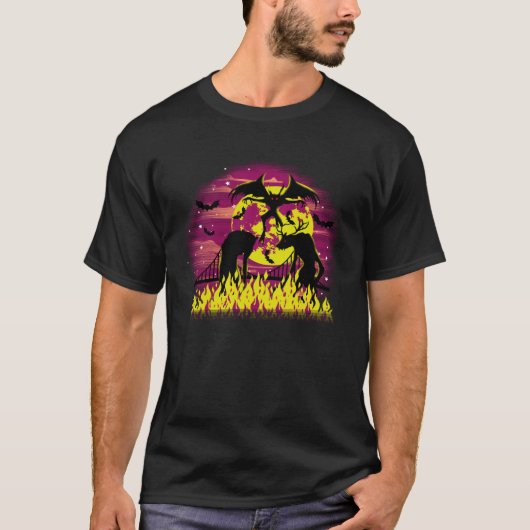 Flames黄満月のMothmanのCryptidグループ Tシャツ (正面)