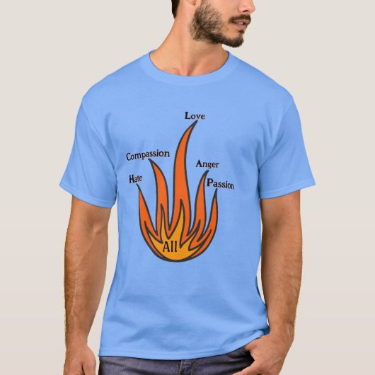 "Flames of Emotion" Tシャツ – 火災デザイン (正面)