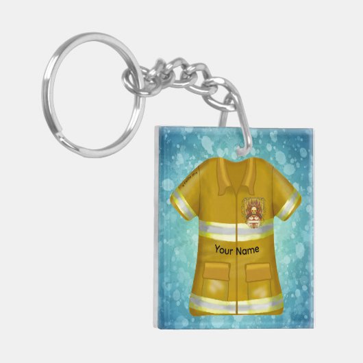 Flames Shield Firefighter キーホルダー (正面左)