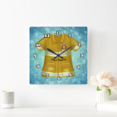 Flames Shield Firefighter スクエア壁時計 (ホーム)