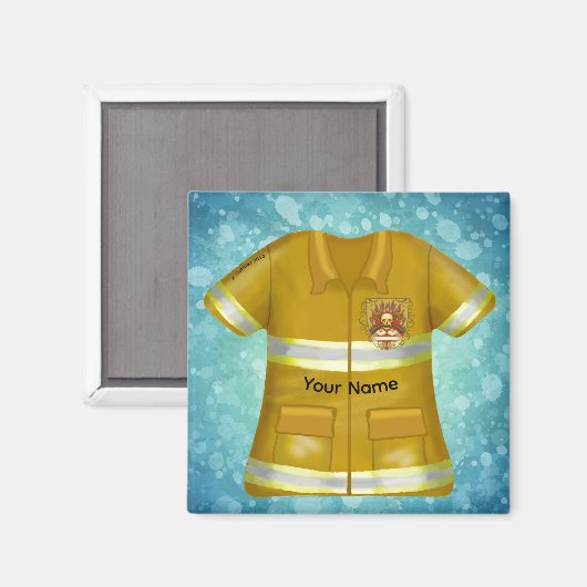 Flames Shield Firefighter マグネット (正面/裏面)