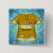 Flames Shield Firefighter 缶バッジ (正面)