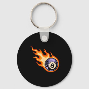 Flaming 8ボールプールビリヤード キーホルダー
