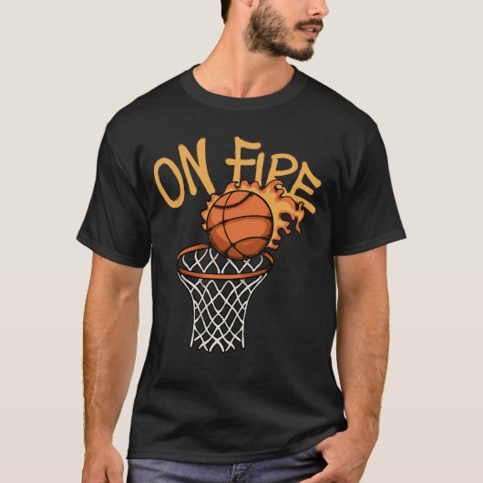 Flaming Basketball streetwear  Tシャツ (正面)