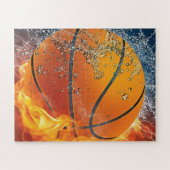 Flaming basketball throw pillow ジグソーパズル (横)