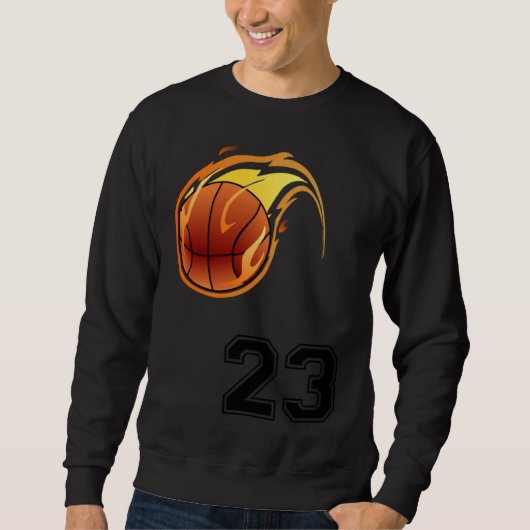Flaming Basketball with Number 23 on the Front and スウェットシャツ (正面)