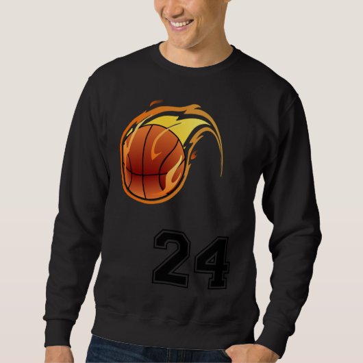 Flaming Basketball with Number 24 on the Front and スウェットシャツ (正面)