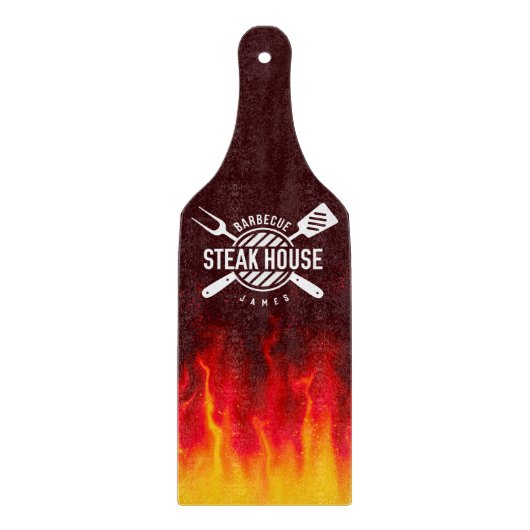 Flaming BBQ — Custom Steak House カッティングボード (正面)