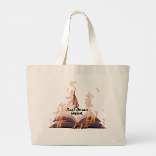 Flaming Book Jumbo Tote Bag - Read Dream Repeat  ラージトートバッグ (裏面)