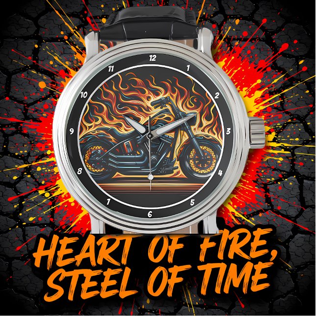Flaming Chopper, Fiery Watch Face. 腕時計 (クリエイターアップロード済み)