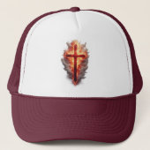  Flaming Christian Cross Trucker Hat キャップ (正面)