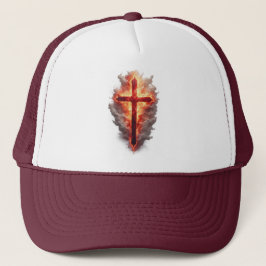  Flaming Christian Cross Trucker Hat キャップ