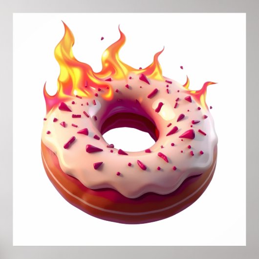 Flaming Donut with White Frosting and Sprinkles ポスター (正面)