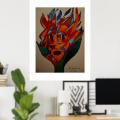 Flaming Flower Animation Art Print ポスター (ホームオフィス)