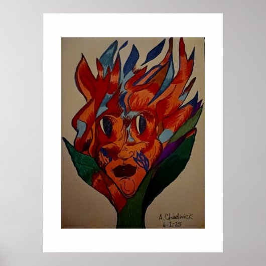 Flaming Flower Animation Art Print ポスター (正面)