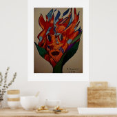 Flaming Flower Animation Art Print ポスター (キッチン)
