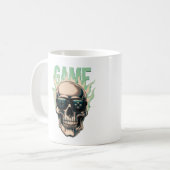 Flaming Gamer Skull – Retro Gaming Power コーヒーマグカップ (正面左)