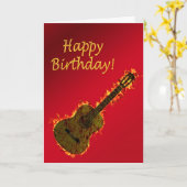 Flaming Guitarバースデーカード カード (黄色い花)