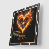 Flaming Heart Dove Holy Spirit Romans 5:5 スクエア壁時計 (傾斜)