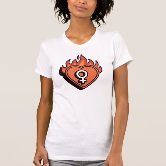 Flaming Heart Feminist Symbol T-Shirt Tシャツ (正面)