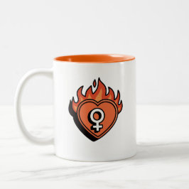 Flaming Heart Feminist Symbol Two-Tone Coffee Mug ツートーンマグカップ