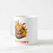 Flaming Jack-O’-Lantern Trick or Treat? –Halloween コーヒーマグカップ (正面左)