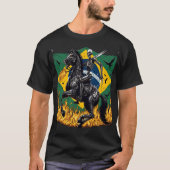 Flaming Mechanical Skeleton Knight with Brazilian  Tシャツ (正面)