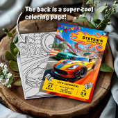 Flaming Race Car Birthday Party 招待状