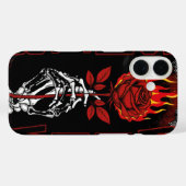 Flaming Red Rose and Skull Hand Urban Grunge Case-Mate iPhoneケース (裏面 (横))