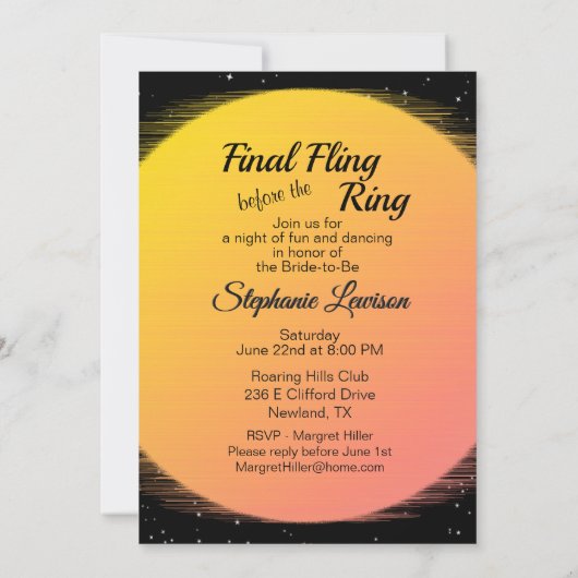 Flaming Setting Sun夕べ結婚ズ 招待状 (裏面)