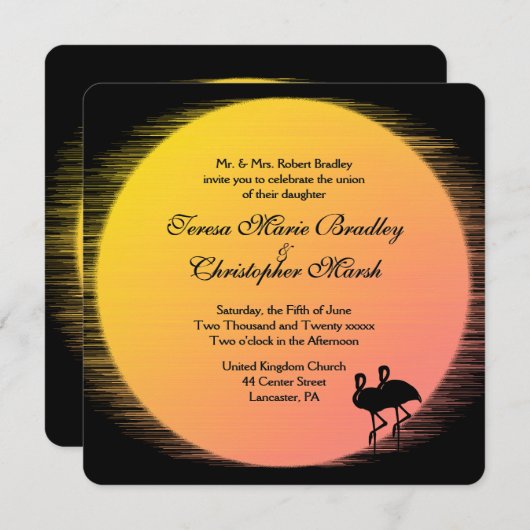 Flaming Setting Sun夕べ結婚ズ 招待状 (正面/裏面)