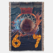 Flaming Six Seven Basketball Scoring Thru Hoop スローブランケット (正面縦)