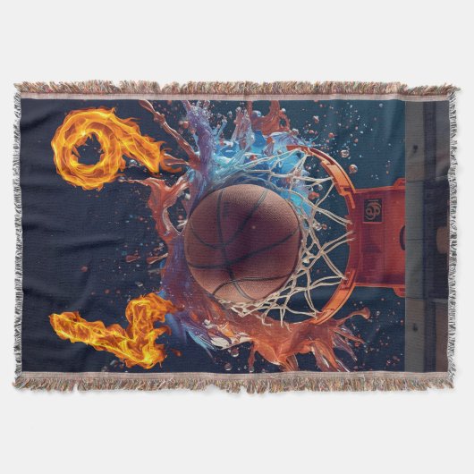 Flaming Six Seven Basketball Scoring Thru Hoop スローブランケット (正面)