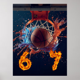 Flaming Six Seven Basketball Scoring Thru Hoop ポスター
