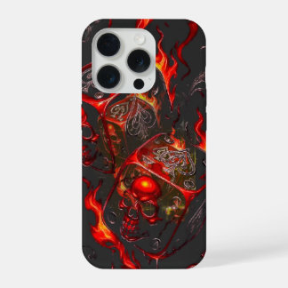 Flaming Skull Dice - High Stakes Rebel Graphic iPhone 15 Proケース