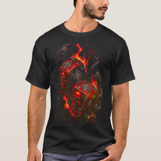 Flaming Skull Dice - High Stakes Rebel Graphic Tシャツ