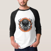 Flaming Skull Fire Ring Raglan Baseball Shirt Tシャツ (正面)