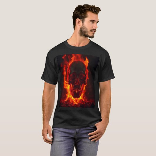 Flaming Skull Fire Tシャツ (正面フル)