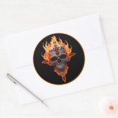 Flaming Skull Heavy Metal Rock Band Sticker Pro  ラウンドシール (封筒)