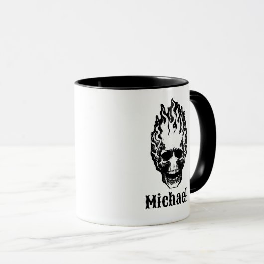 Flaming Skull Personalized Coffee Cup マグカップ (正面右)
