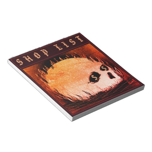 Flaming Skull Shop List ノートパッド (アングル)