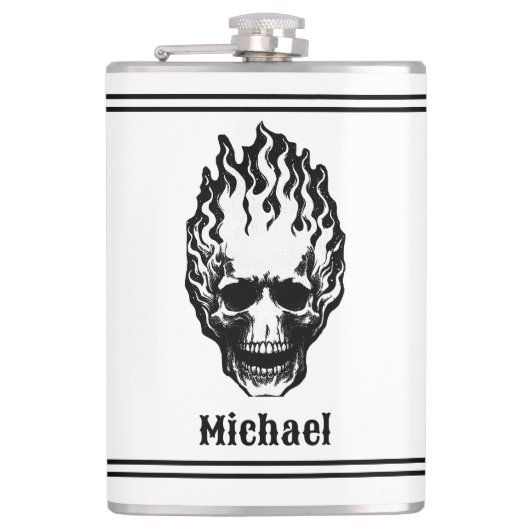 Flaming Skulls Personalized フラスク (正面)