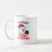 Flaming Snowman Merry Christmas Mug Funny Holiday コーヒーマグカップ (左)