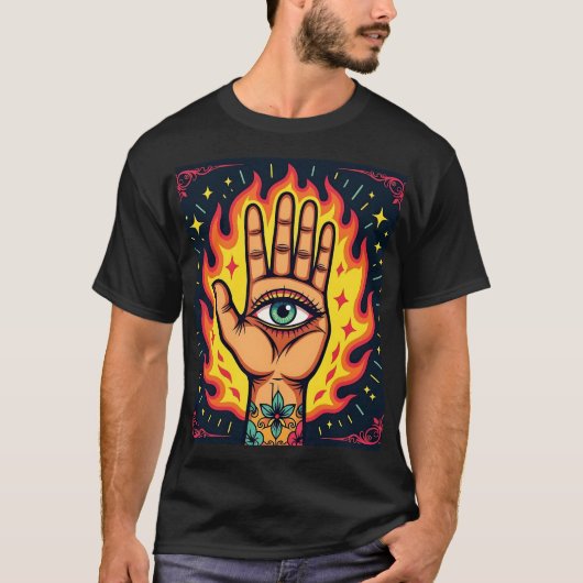 Flaming Third Eye Hand Tシャツ (正面)